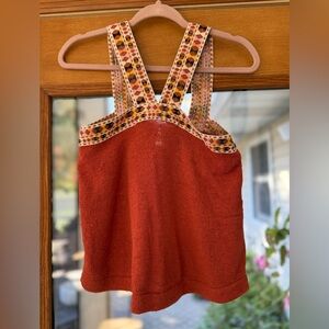 Madewell Rust Tank Top with Patterned Straps